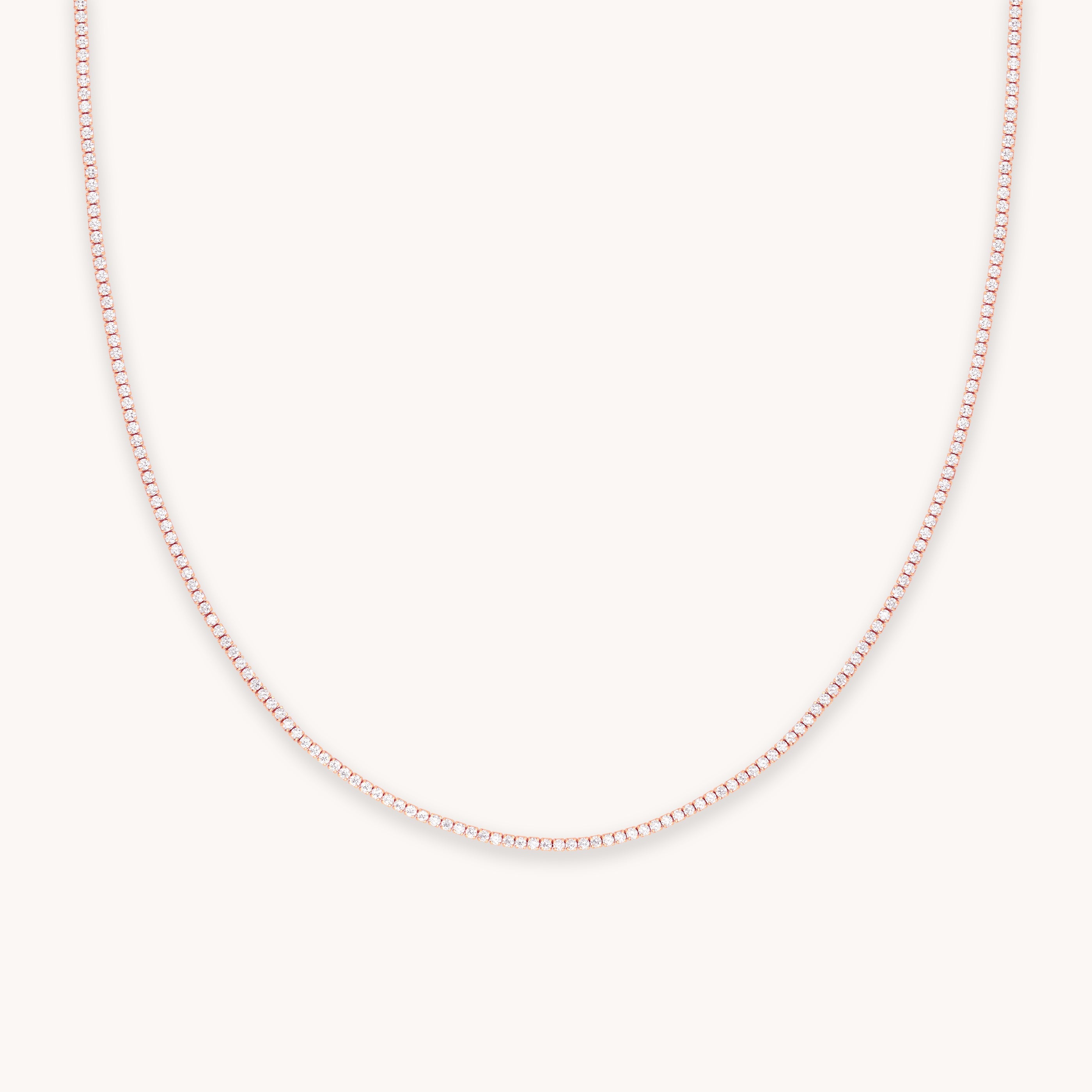 Polly Rhinestone Tennis Necklace - Rose Gold – Sophia Collection